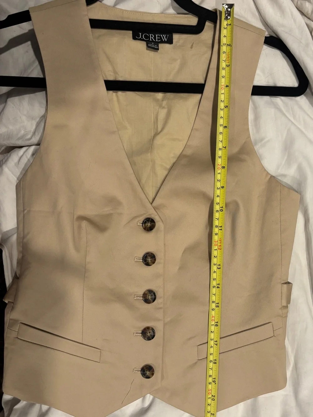 J. Crew Limited-edition slim-fit vest Beige Size Zero 98% Cotton Fully Lined